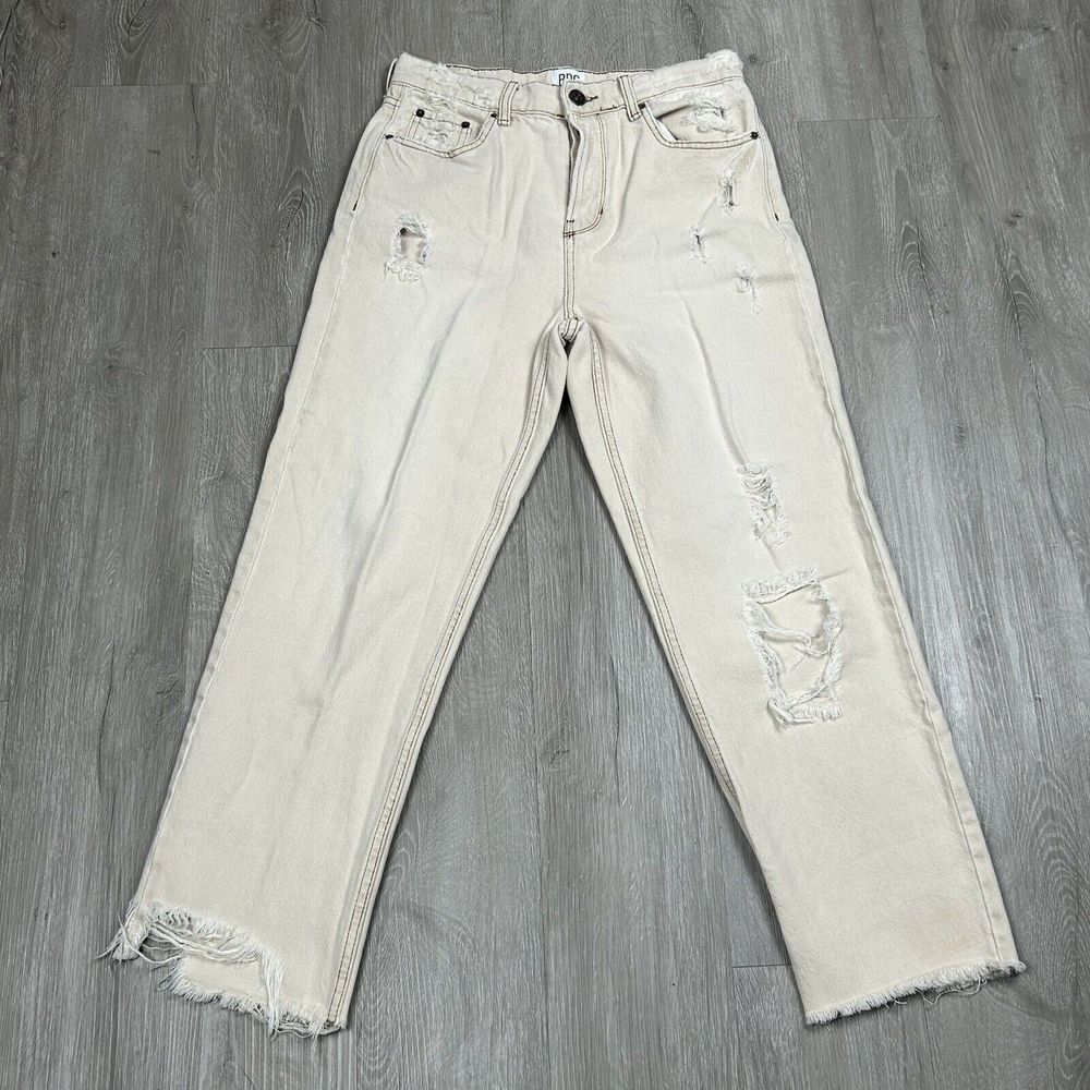BDG Urban‎ Outfitters Pax High Rise Distressed Cream Off White Jeans Womens 28